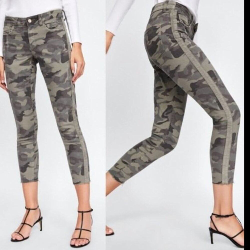 Zara Z1975 Denim Camo Distressed Skinny Women's Jean size 4
